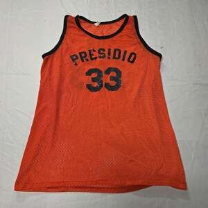 Vintage Presidio San Francisco #33 Orange Mesh Basketball Jersey large